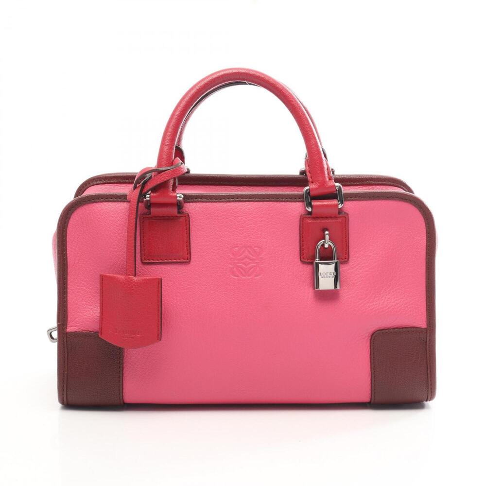 Loewe Amazona 28 Handbag, Leather, Women's, Pink, Brown, Red
